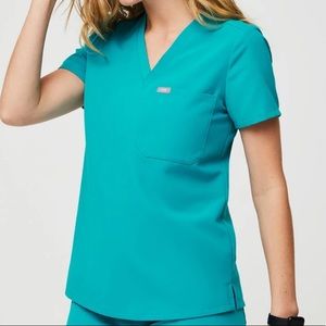 Figs catarina 1 pocket scrub top teal